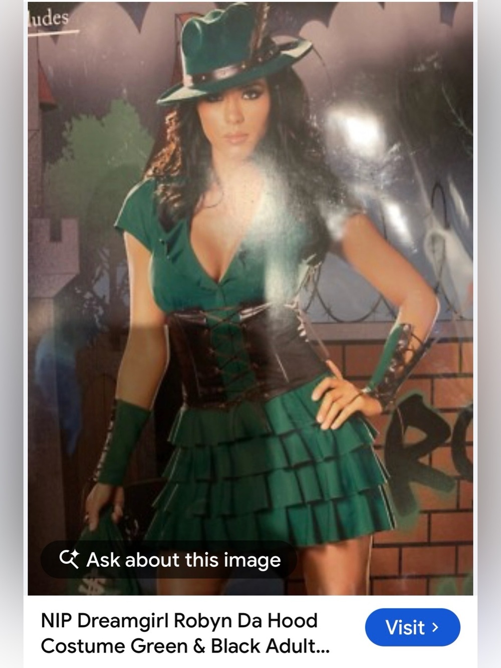 #3307**Dreamgirl Green Robyn Da Hood Costume Set - Picture 3 of 17